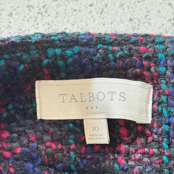 Talbots Pencil Skirt Size 10 Plaid multicolor High Rise Nubby Tweed Wool Blend - Picture 3 of 11